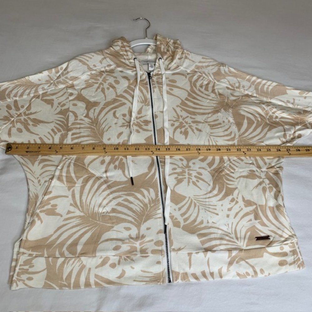 Vintage America Spirit Full Zip Hoodie Jacket Pockets Tropical Leaf Size M NWT - Picture 8 of 11